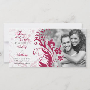Reserva La Fecha Vintage Red Floral Photo Wedding Save the Date