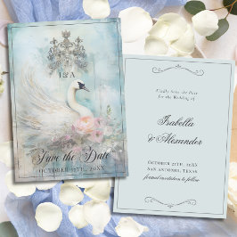 Reserva La Fecha Vintage Royal Swan Princess Fairytale Wedding 