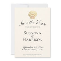 Vintage Single Seashell Wedding Save the Date