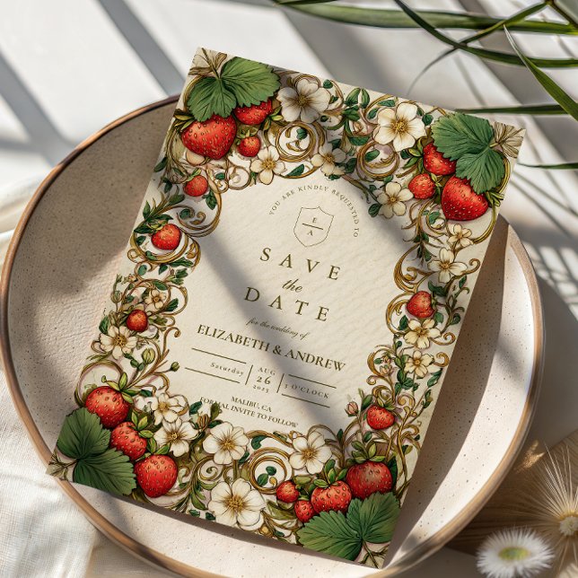 Reserva La Fecha Vintage Strawberry Garden Wedding (Subido por el creador)