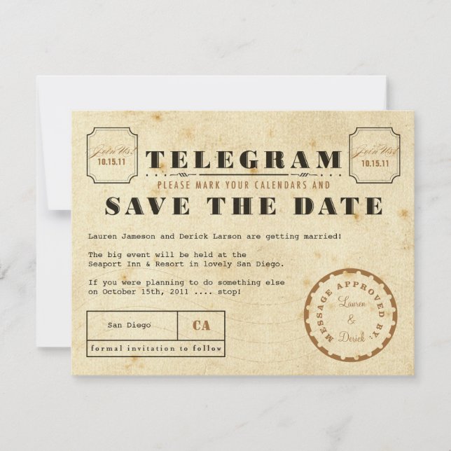 Reserva La Fecha Vintage Telegram salva la fecha (Anverso)