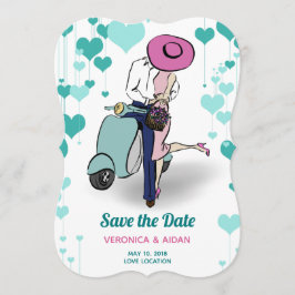 Reserva La Fecha Vintage Vespa Couple Save the Date