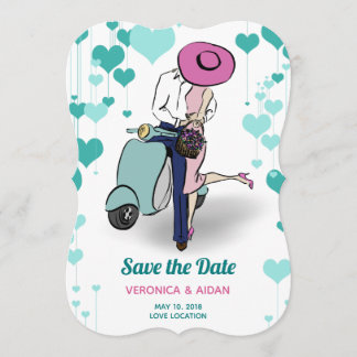 Reserva La Fecha Vintage Vespa Couple Save the Date