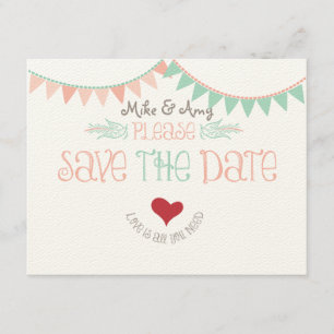 Reserva La Fecha Vintage Whimsical Bunting Guardar la fecha