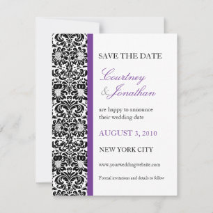 Reserva La Fecha Violet Accented Damask Save the Date
