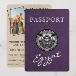 Reserva La Fecha Violet Egypt Passport Wedding Save the Date