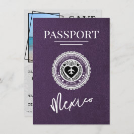 Reserva La Fecha Violet Mexico Passport Save the Date