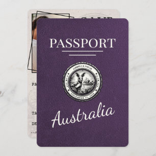 Reserva La Fecha Violet Purple Australia Passport Save the Date