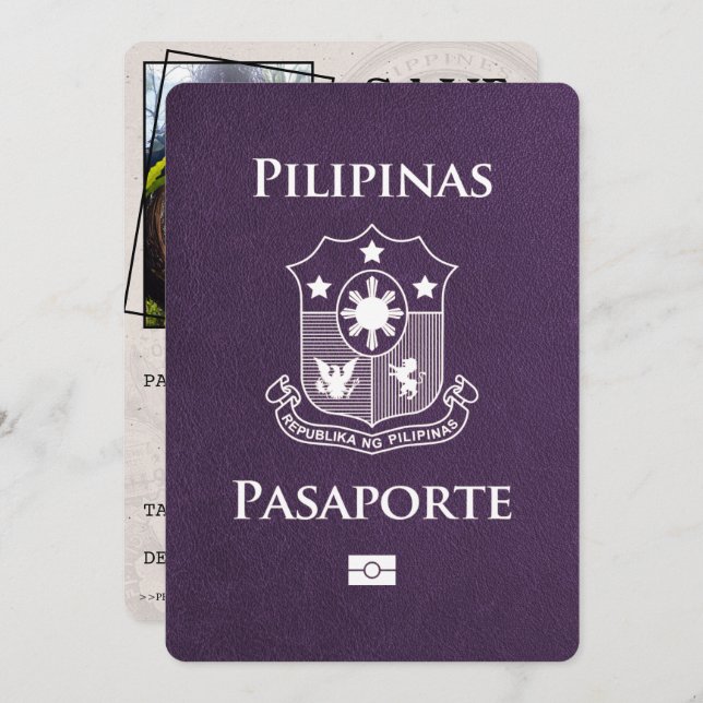 Reserva La Fecha Violet Purple Philippines Passport Save the Date (Anverso / Reverso)