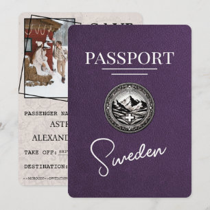 Reserva La Fecha Violet Purple Suecia Passport Save the Date