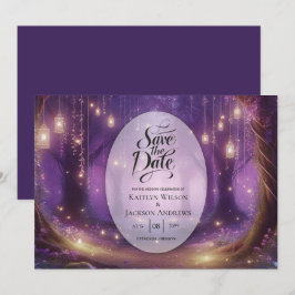 Reserva La Fecha Violeta a medianoche encantada Boda forestal