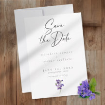 Violets Watercolor Minimalist Elegant Wedding