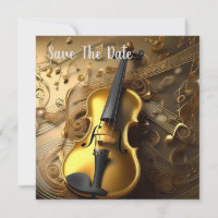 Violin De Oro Vintage Sobre Cables Musicales De Or