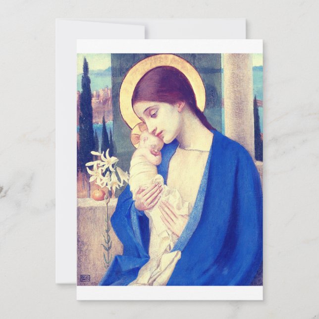 Reserva La Fecha Virgen María y Niño de Marianne Stokes (Anverso)