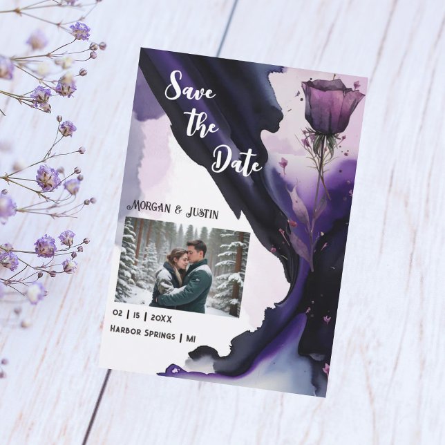Reserva La Fecha Vivid Violet Rose Wedding Save the Date (Subido por el creador)