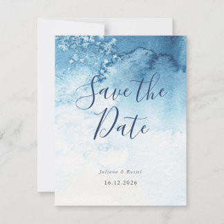 Reserva La Fecha Watercolor Azul Boda De Invierno Guardar La Fecha