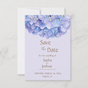 Reserva La Fecha Watercolor Blue Hydrangea Pearl