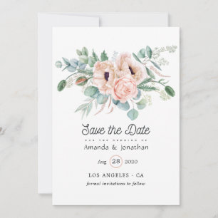 Reserva La Fecha Watercolor Boho Eucalyptus Poppy Boda