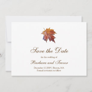Reserva La Fecha Watercolor Caer Leaf Elegante Boda de Caída