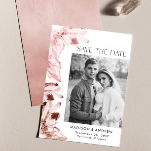 Reserva La Fecha Watercolor Crystals Rosa Quartz Photo