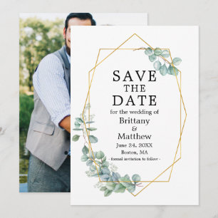 Reserva La Fecha Watercolor Eucalyptus Greenery Foto Marco Geo Save