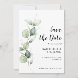 Reserva La Fecha Watercolor Eucalyptus Greenery Wedding