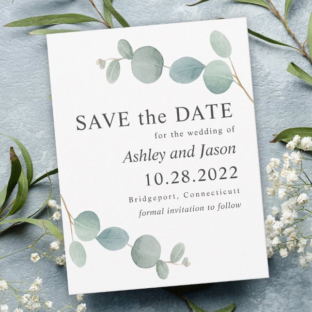 Reserva La Fecha Watercolor Eucalyptus Wedding Save the Date (Subido por el creador)