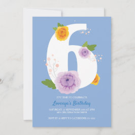 Reserva La Fecha Watercolor Floral Cute 6º cumpleaños