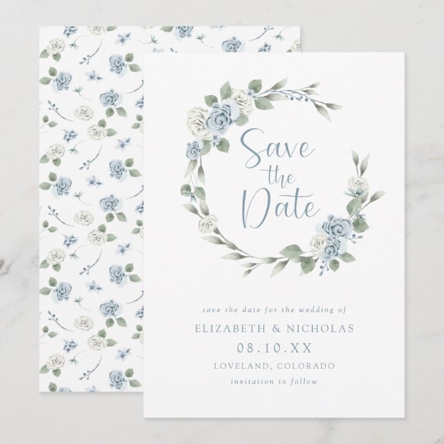 Reserva La Fecha Watercolor Floral Elegante Boda (Anverso / Reverso)