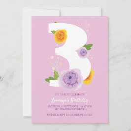 Reserva La Fecha Watercolor Florals 3er Fiesta de cumpleaños