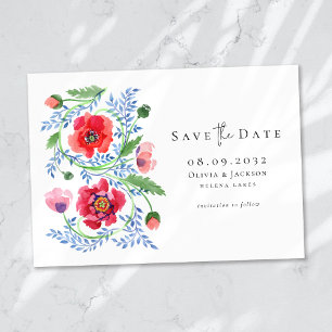 Reserva La Fecha Watercolor Flores silvestres Boda de escritura de 