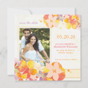 Reserva La Fecha Watercolor Flores silvestres Boda Foto Guardar fec