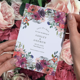 Reserva La Fecha Watercolor Flores silvestres Boho Boho Rustic Fall