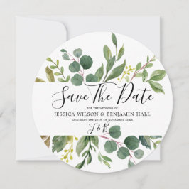 Reserva La Fecha Watercolor Green deja Boda moderno