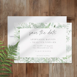 Reserva La Fecha Watercolor Greenery Fern Rustic Wedding