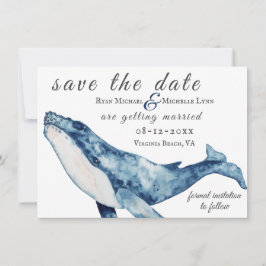 Reserva La Fecha Watercolor Humpback Whale Nautical Beach Wedding