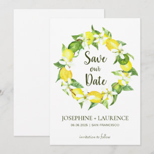 Reserva La Fecha Watercolor Limón Verdes Wreath Save The Date