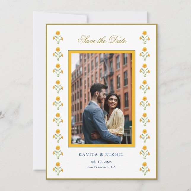 Reserva La Fecha Watercolor marigold Photo Save the Date (Anverso)