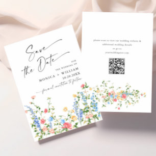 Reserva La Fecha Watercolor Meadow Boda de flores silvestres bohemi