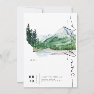Reserva La Fecha Watercolor Mountain Mapa de Montana Guardar la F