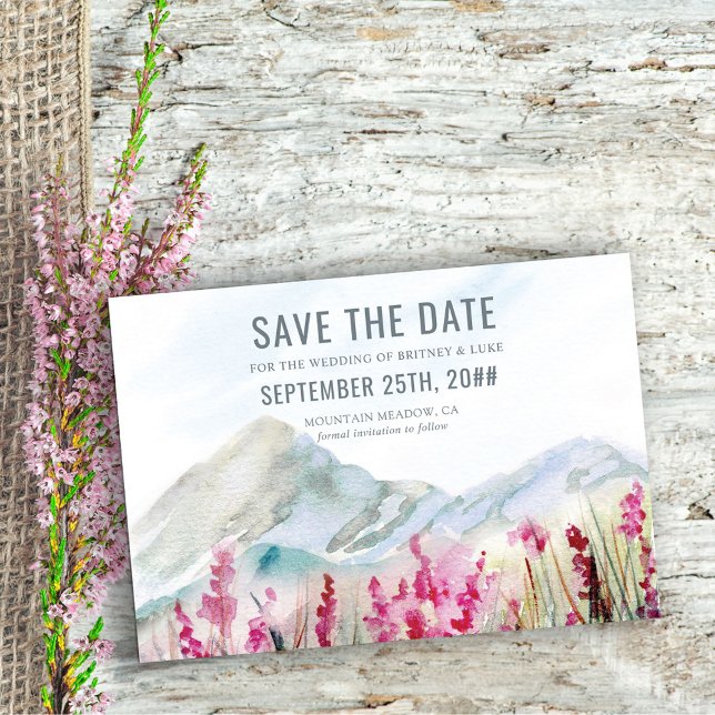 Reserva La Fecha Watercolor Mountain Wildflower Meadow (Subido por el creador)