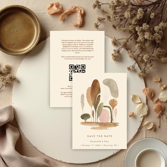 Reserva La Fecha Watercolor Natural Harmonious Organic Shapes (Watercolor Effect Natural Harmonious Organic Shapes Wedding Save the Date Cards)