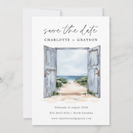 Reserva La Fecha Watercolor Ocean Beach Wedding