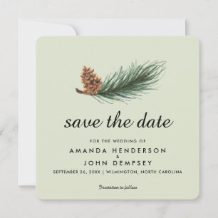 Reserva La Fecha Watercolor Pine Branch Winter Guardar la fecha