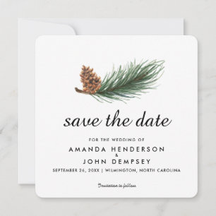 Reserva La Fecha Watercolor Pine Branch Winter Guardar la fecha