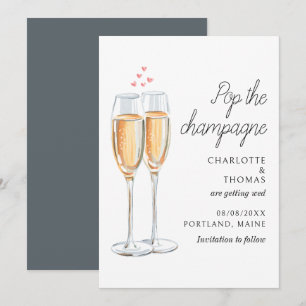 Reserva La Fecha Watercolor Pop El Boda De Guión De Champagne