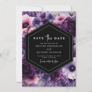 Reserva La Fecha Watercolor Romance Boda Purple Floral