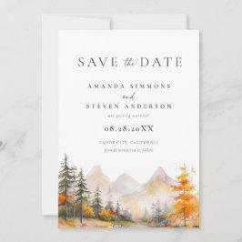 Reserva La Fecha Watercolor Rustic Fall Mountain Forest Wedding