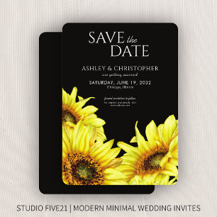 Reserva La Fecha Watercolor Sunflower Black Wedding Shower