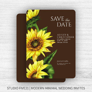 Reserva La Fecha Watercolor Sunflower Brown Wedding Shower